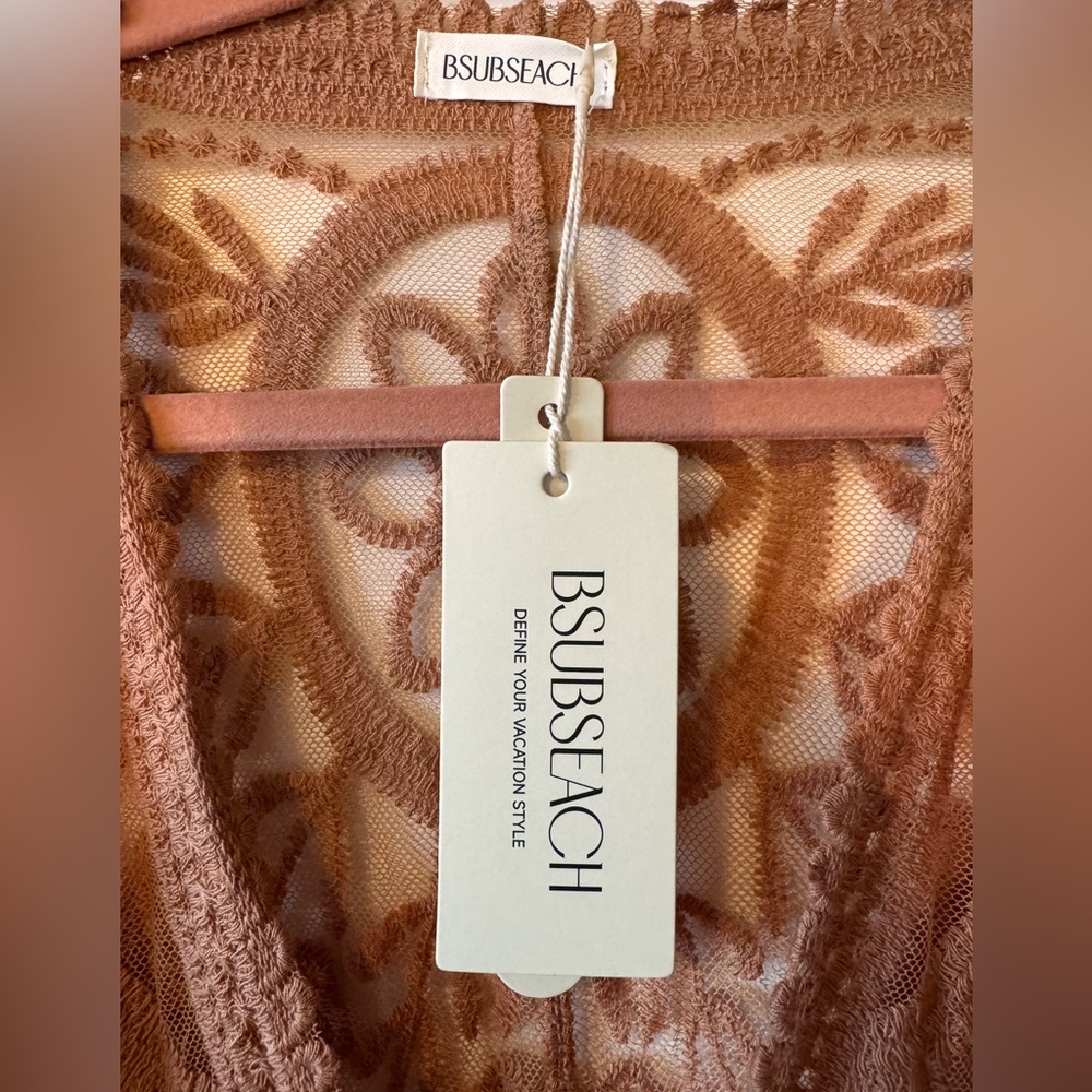 Sheer Lace Kimono Robe - Khaki - Picture 2 of 6